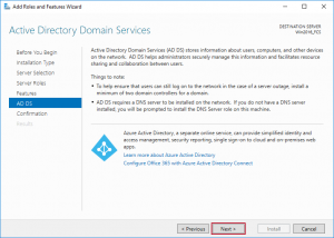 Windows Server 2016 - Server Manager - Active Directory Domain Services