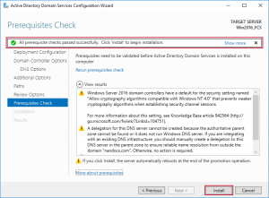 Windows Server 2016 - Active Directory - Prerequisites Check