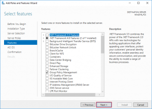 Windows Server 2016 - Server Manager - Features