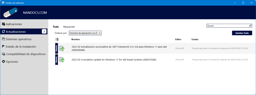SCCM - Centro de Software- Actualizaciones Windows 11